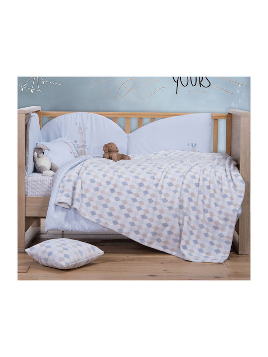 Nef-Nef Homeware Decke Wickeltücher für Kinderzimmer Sweet Rhombus Vlies Blau Blue 75x110cm