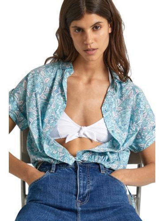 Pepe Jeans Langärmelig Damen Hemd Wave Blue Blumen