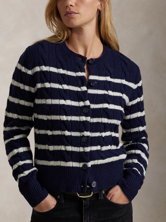 Ralph Lauren Women's Knitted Cardigan Hunter Navy, Cream