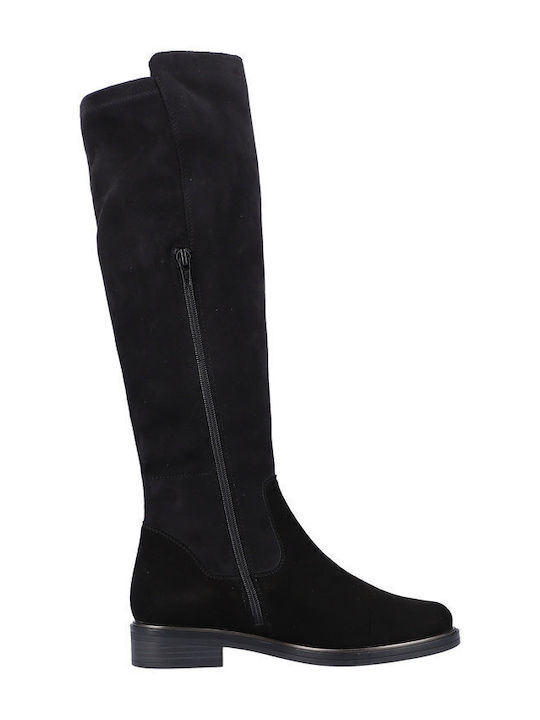 Leder Damenstiefel mit Pelz Schwarz