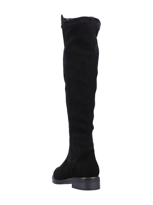 Leder Damenstiefel mit Pelz Schwarz