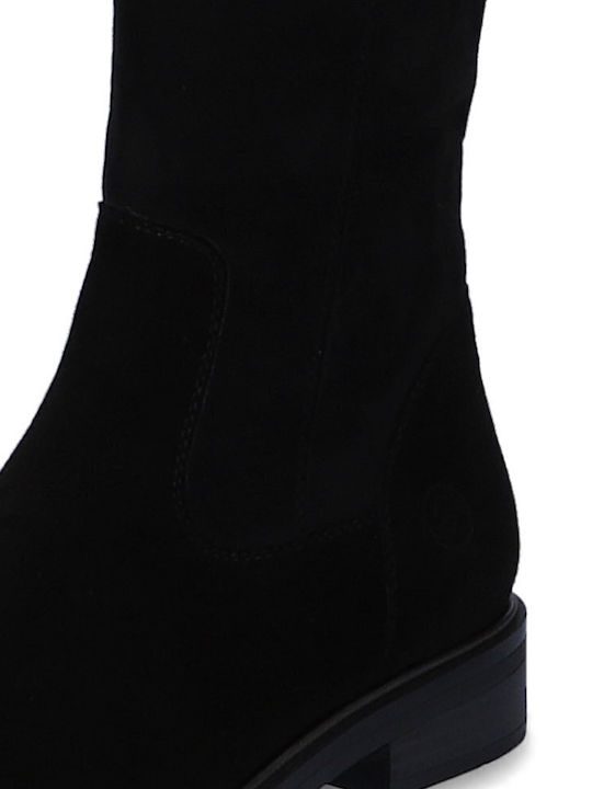 Leder Damenstiefel mit Pelz Schwarz