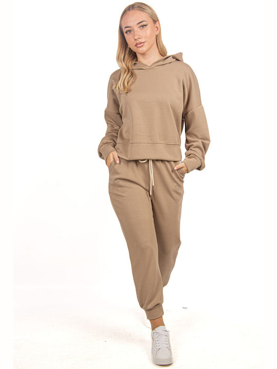 Ellen Damen-Sweatpants-Set Beige