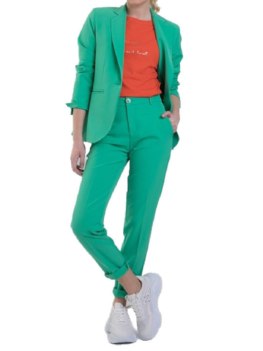 Paranoia Damen Krepp Mittellang Blazer Green