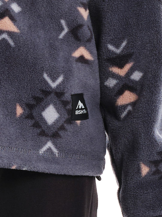 Χειμερινή Γυναικεία Fleece Μπλούζα με Φερμουάρ Γκρι