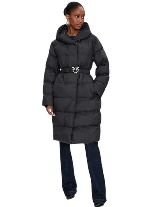 Pinko Women's Long Puffer Jacket for Winter Black