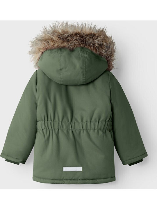 Geci Pentru Copii Parka Lung Cu Captuseala Cu Glugă Verde