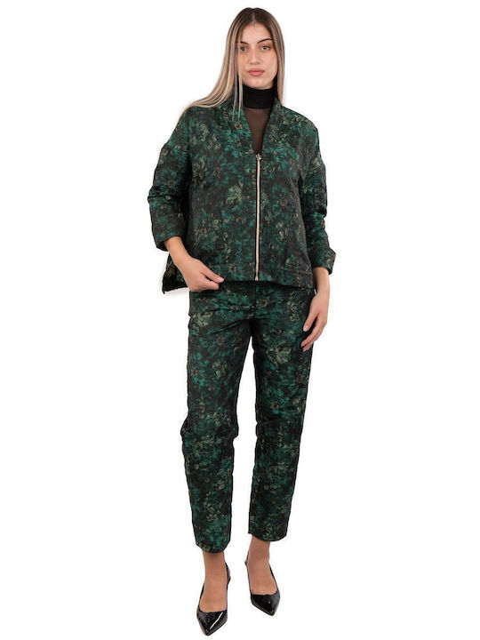 Damen Stoff Hose mit Gummizug Grün