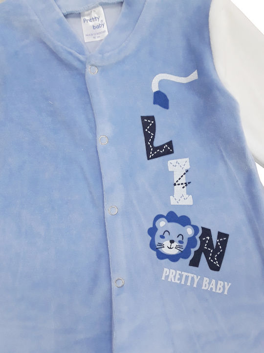 Pretty Baby Baby Bodysuit Long-Sleeved Velvet Light Blue