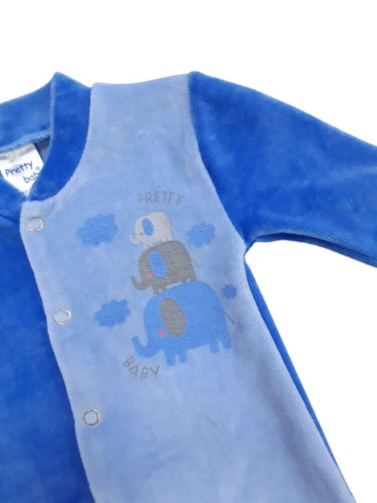 Pretty Baby Baby Bodysuit Long-Sleeved Velvet Light Blue