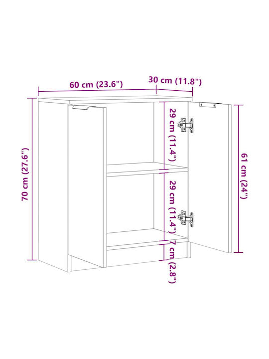 Μπουφές Ξύλινος Καφέ 60x30x70cm