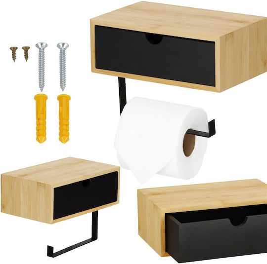 Steel Toilet Paper Holder Storage Drawer Mounting System Included 22cm Black Beige