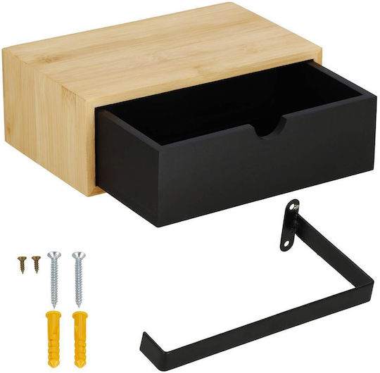 Steel Toilet Paper Holder Storage Drawer Mounting System Included 22cm Black Beige