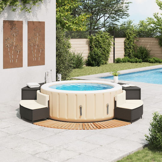 Cadru Jacuzzi Negru din Ratan Sintetic + Lemn de Salcâm Solid Negru 3270635