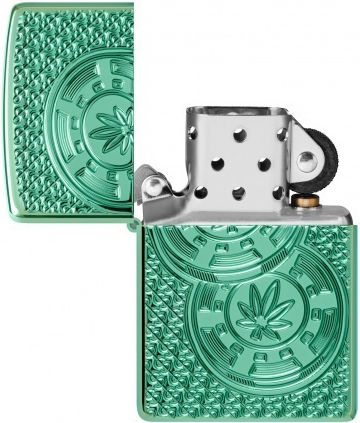 Zippo Armor Brichetă Rezistentă La Vânt Cu Flacără Verde