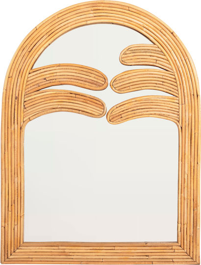 HomeMarkt Reflect Wall Mirror with Beige Rattan Frame 80x61cm 1pcs