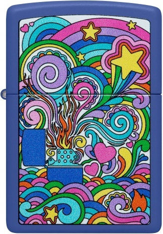 Zippo Abstract Stars Ветроустойчив Запалка с Пламък в Син Цвят
