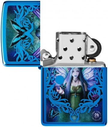 Zippo Anne Stokes Feuerzeug Flamme in Blau Farbe