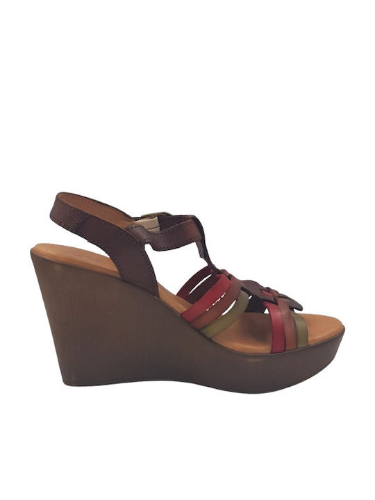 Issa Miel Anatomic Women's Leather T-Strap Platforms Multicolour