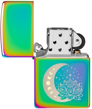 Zippo Spiritual Moon Stars Brichetă Rezistentă La Vânt Cu Flacără Multicoloră