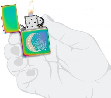 Zippo Spiritual Moon Stars Brichetă Rezistentă La Vânt Cu Flacără Multicoloră