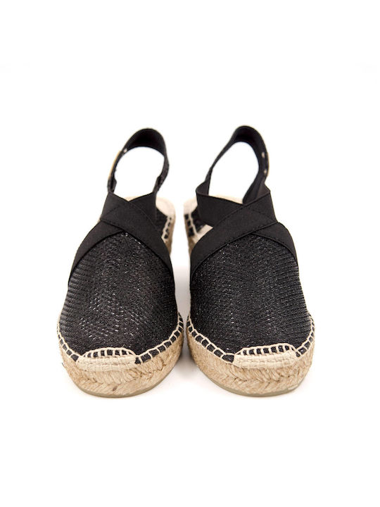 Triton Platforme dama în stil espadrile Negre