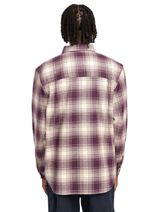 Element Men's Shirt Long Sleeve Cotton Checked Purple