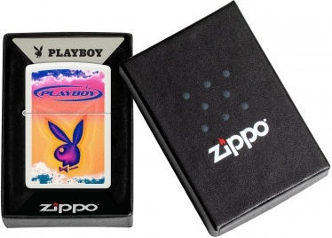 Zippo Playboy Winddicht Feuerzeug Flamme in Weiß Farbe