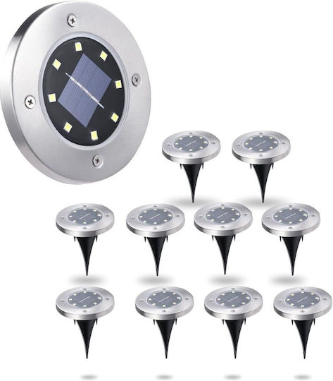 Cold Light Solar Lamp Set Ubx 8 Leds Waterproof Ip 65 Light Sensor Ground Mounting