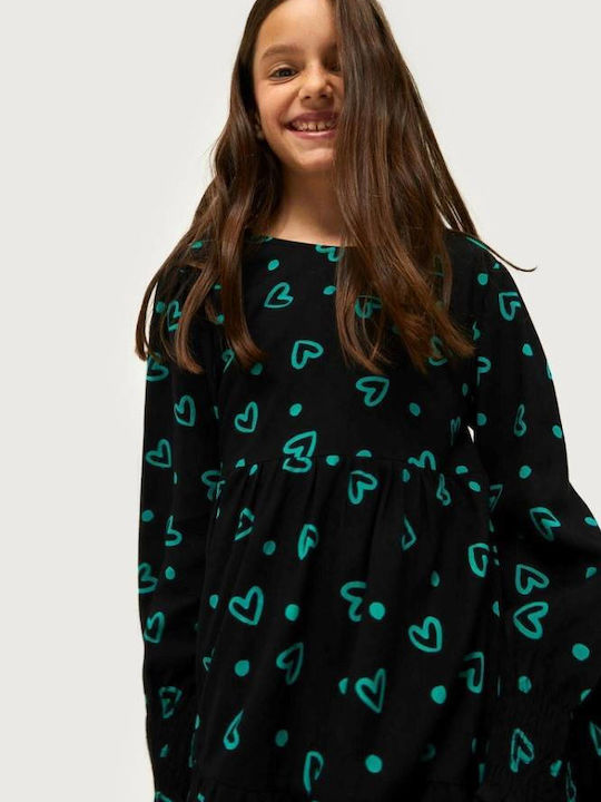 Rochie Fete Mânecă Lungă Negru / Verde