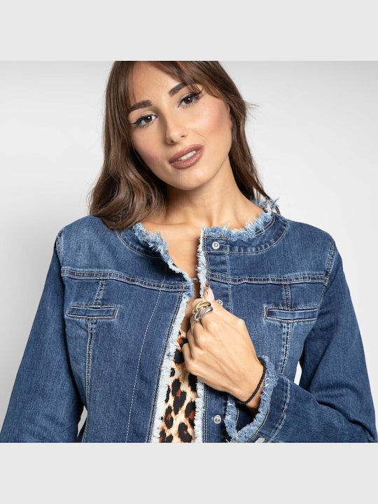Scurtă Jachetă de femei din denim Albastru