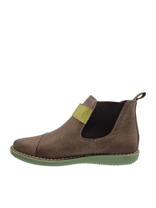 Leather Women's Ankle Boots Platform Brown