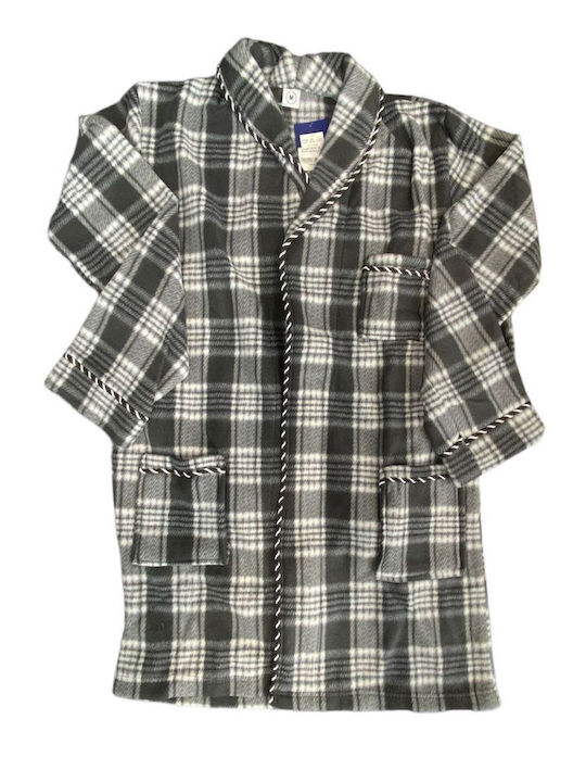 Lanotte Men's Winter Fleece Checked Pajama Robe GRI