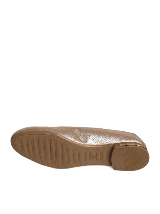 Lederne Damen Ballerinas in Gold Farbe
