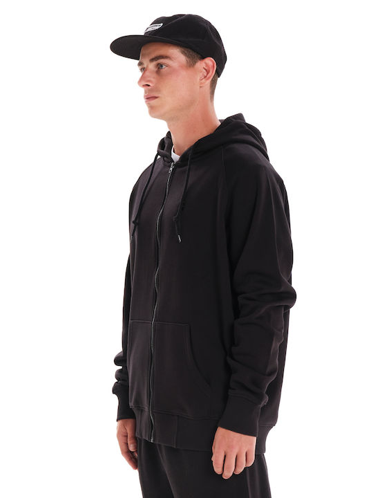 Basehit Men's Sweatshirt Jacket with Hood and Pockets Black