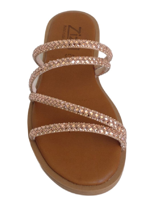 Women's Flat Sandals in Gold Color
