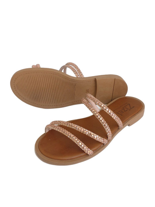Women's Flat Sandals in Gold Color