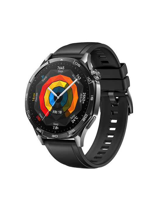 Huawei Watch GT 5 + Δώρο Huawei FreeBuds 5i White Stainless Steel 46mm Waterproof with Heart Rate Monitor (Black)