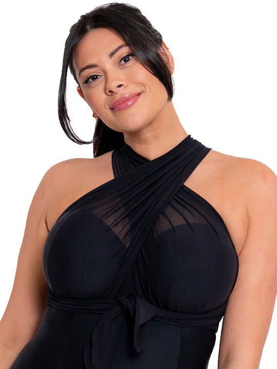 Strapless Ολόσωμο Μαγιό για Μεγάλο Στήθος Μαύρο