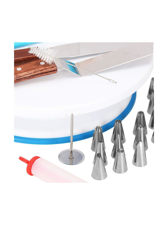 Set de Patiserie Platou Rotativ 37 Piese Șabloane Decorare Prăjituri