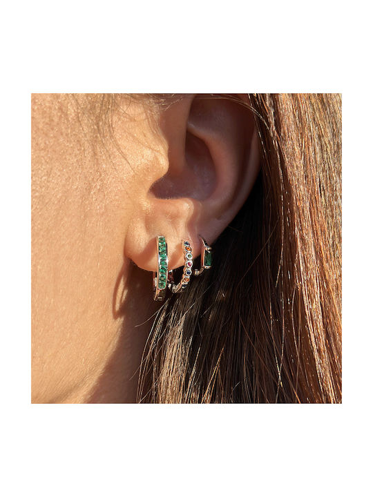 Earrings Hoops made of Silver with Stones