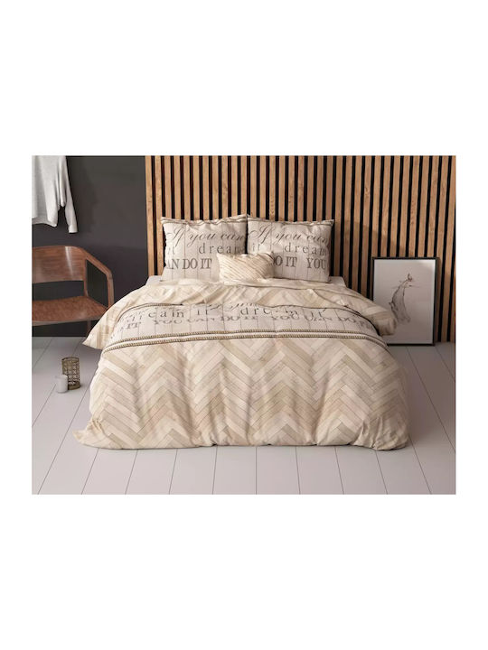 Sleeptime Bettbezug-Set Übergröße mit 2 Kissenbezügen 240x220 Beige