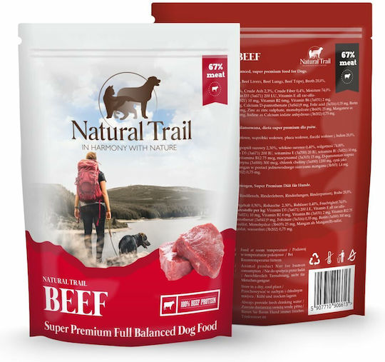 Natural Trail Nassfutter Hunde in Beutel mit Rindfleisch ohne Getreide & Gluten 500gr