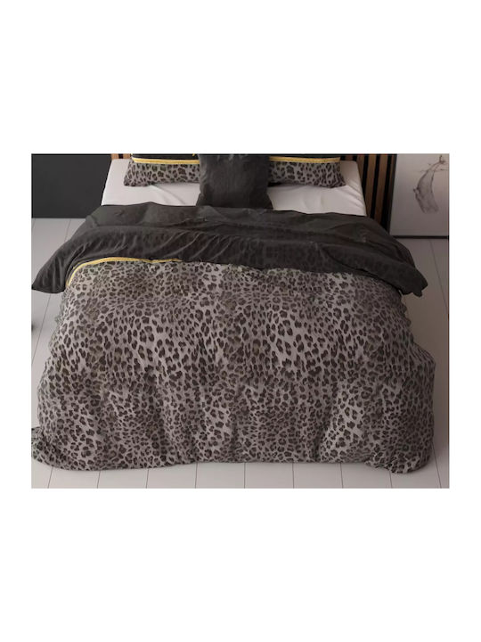 Sleeptime Duvet Cover Set Double with 2 Pillowcases 200x220 Black Velvet-Black Metal