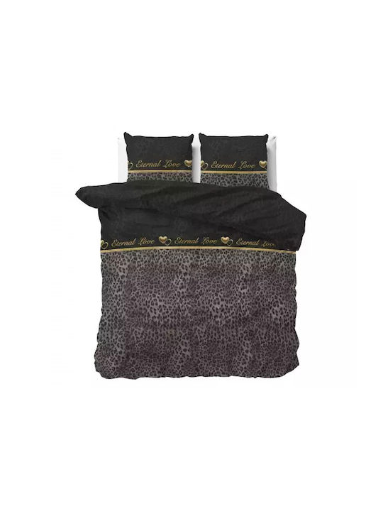 Sleeptime Duvet Cover Set Queen with 2 Pillowcases 240x220 Black Velvet-Black Metal