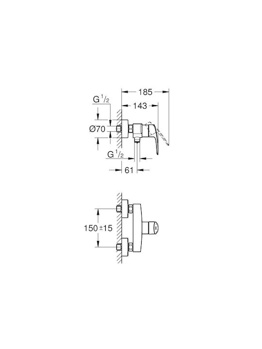 Grohe Eurosmart Wandmischer Dusche 143 mm Matt Schwarz