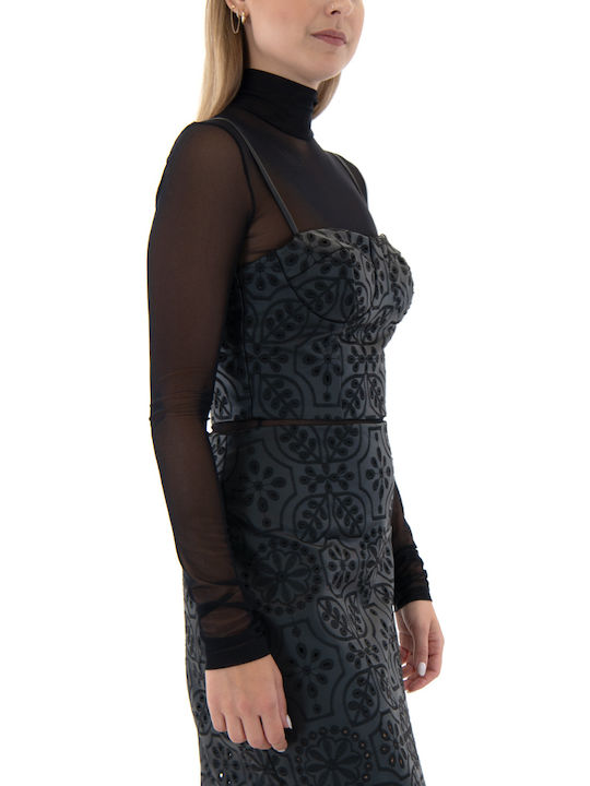 Damen Korsett Bluse Black