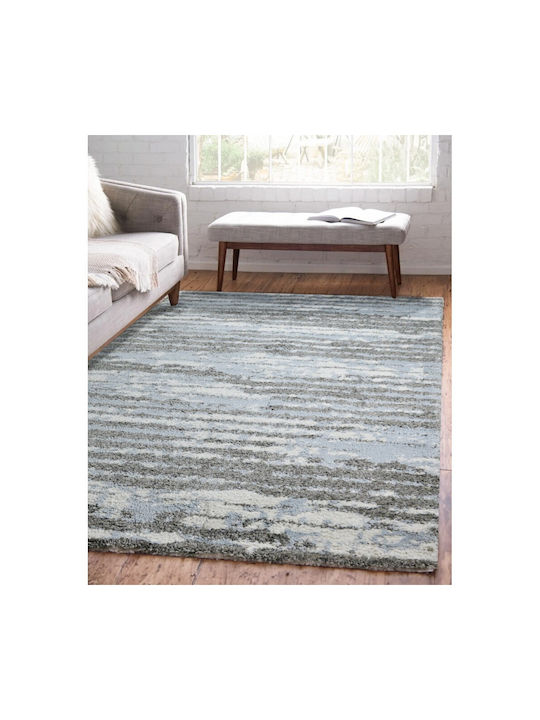 Moroccan Rug Rectangular Shaggy Blue