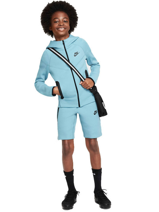 Sportswear Kids Cardigan Cotton Hooded Blue