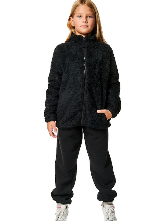Athletic Kids Cardigan Fleece Black